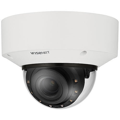 Hanwha XNV-C8083R Wisenet X Series 6MP Outdoor IR Vandal Dome IP Camera, 4.4-9.3mm Motorized Varifocal Lens, White