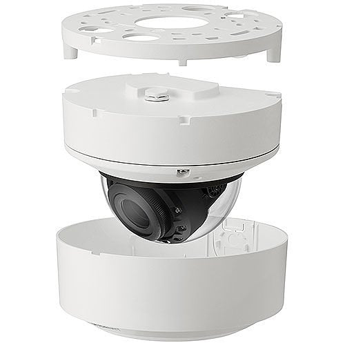 Hanwha XNV-C8083R Wisenet X Series 6MP Outdoor IR Vandal Dome IP Camera, 4.4-9.3mm Motorized Varifocal Lens, White