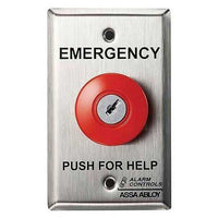 Alarm Controls KR-1-1-GR KR Series Latching Panic Station with Key Reset, 1 N/O Pair and 1 N/C Pair, Guard Ring, Stainless Steel
